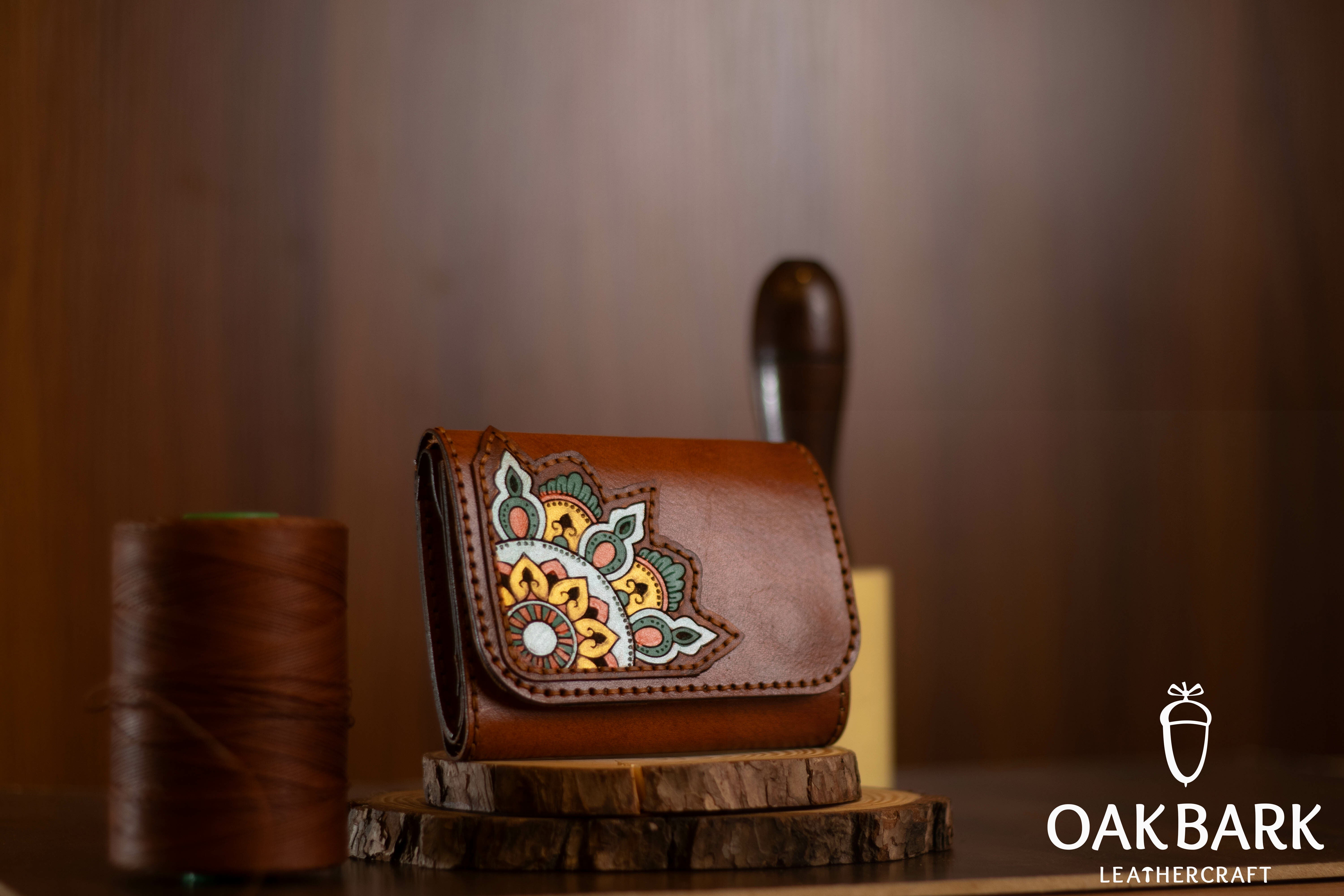 Mandala Leather Wallet ( Brown )
