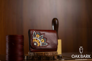 Mandala Leather Wallet ( Burgundy  )