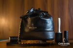 Load image into Gallery viewer, Handmade Black leather Bucket Bag
