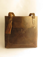 Load image into Gallery viewer, Handmade Brown Pull-Up Leather Tote Bag
